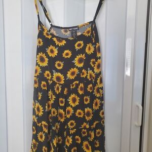 Hot Topic Black Sunflower Slip Maxi Dress